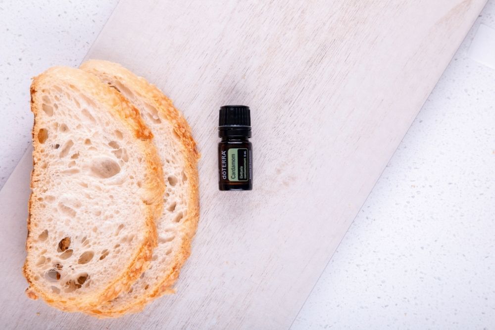 a doterra bottle with two slices of bread