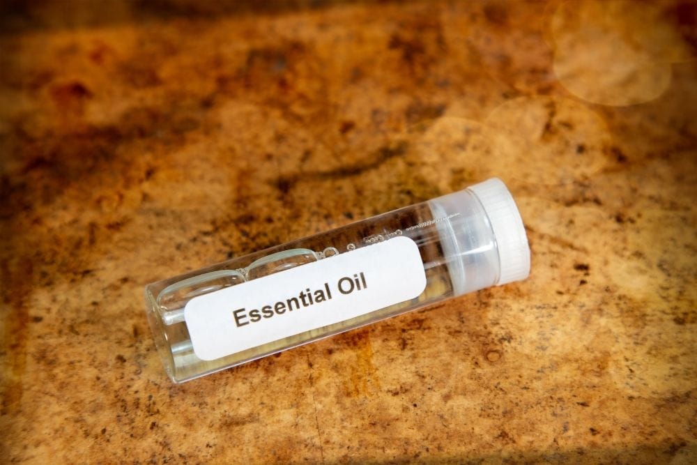 a Bottle with essential oil label