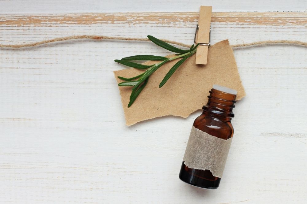 essential oil bottle & paper test